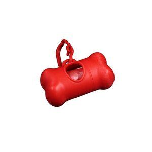 Red Bone Shaped Poop Bag Dispenser with Poop Bags